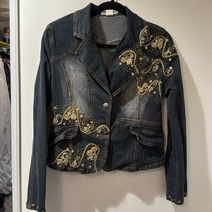 Dark Denim Embellished Jean Jacket